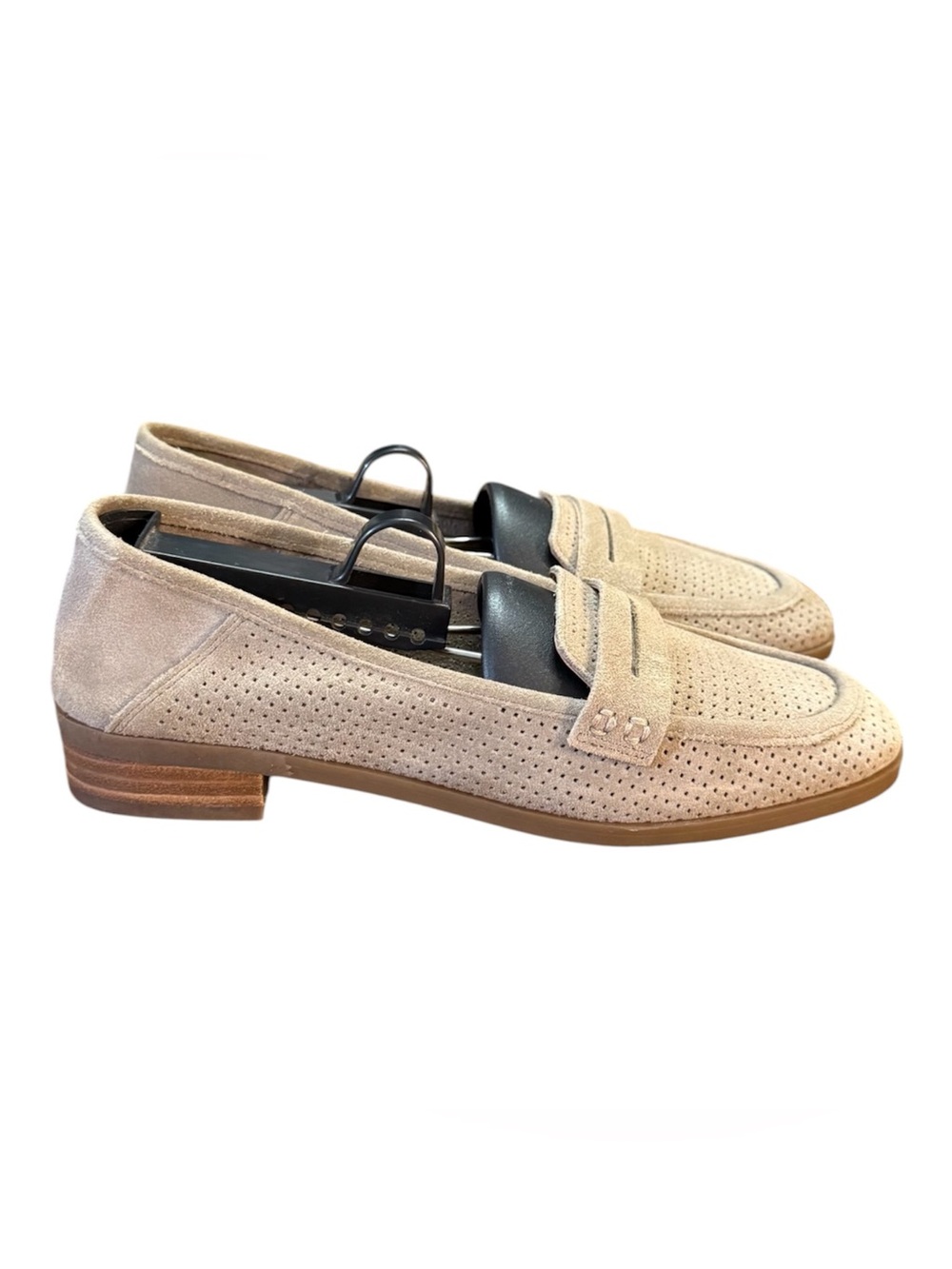 Lucky Brand Beige Suede Perforated Penny Loafers